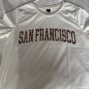 SHEIN White Leopard Print San Francisco Tee